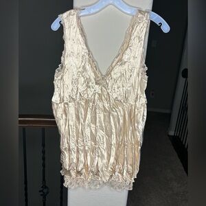 MDS California Lace Lined Tank Top Women XL Y2K Coquette Girly Neutral Date